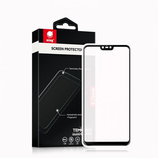Защитное стекло для Xiaomi Mi 8 Lite Ainy Full Screen Cover 0,25mm (Black/Черный) - 1
