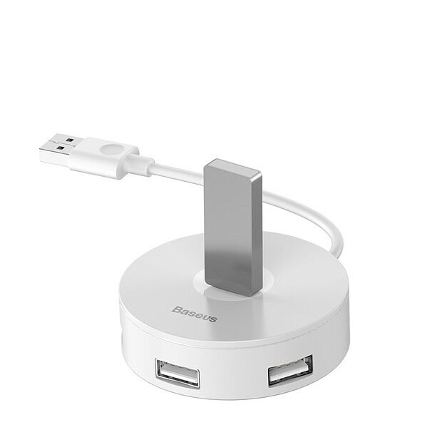 Переходник BASEUS Round Box, Разветвитель, USB - 1xUSB3.0 + 3xUSB2.0, 25 см, белый - 3