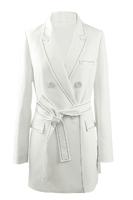 Пальто Lusy Lantern Double-Breasted Belt Belt Long Blazer (White/Белый) - 1