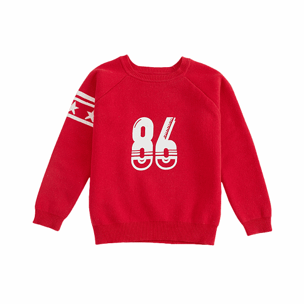 Xiaomi 10:07 Children's Cotton Thickening Digital Round Neck Sweater (Red) 